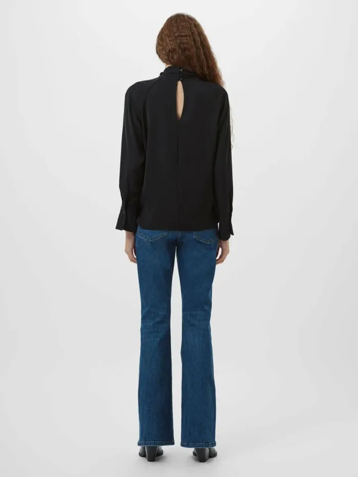 French Connection Carmen Recycled Crepe Tie Blouse Blackout Women Tops