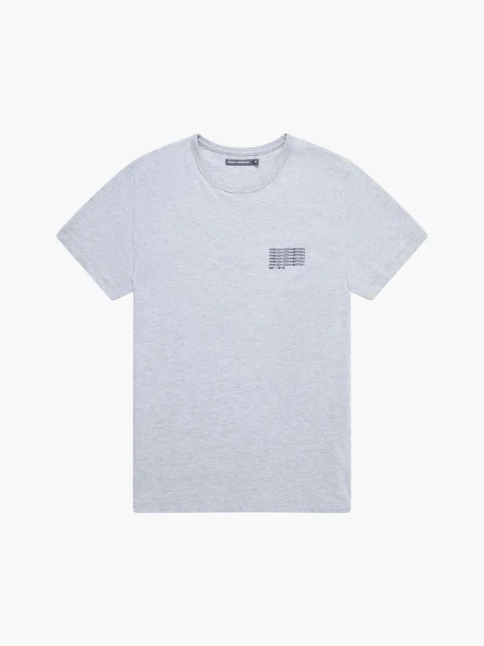 French Connection Connection Repeat Graphic TShirt Light Grey Melmarine Men TShirts and Polo Shirts