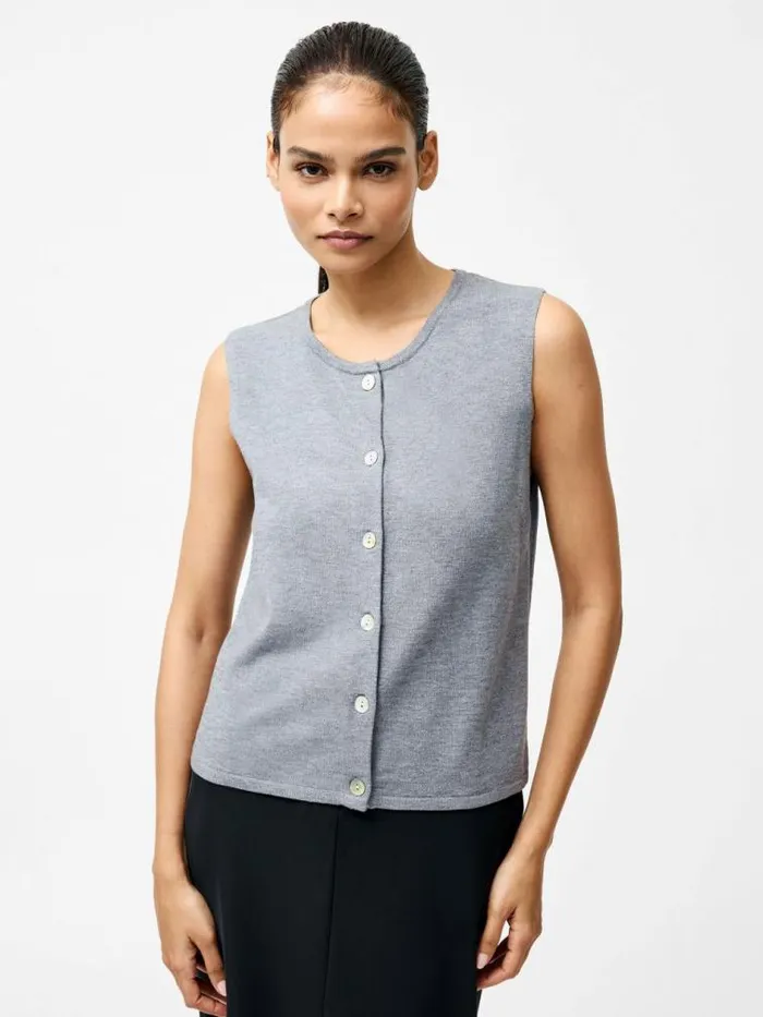 French Connection Cosysoft Button Down Sweater Vest Mid Grey Mel Women Jumpers and Cardigans French Connection Cosysoft Button Down Sweater Vest Mid Grey Mel Women Jumpers and Cardigans