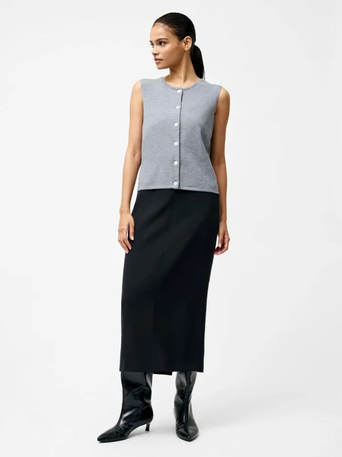 French Connection Cosysoft Button Down Sweater Vest Mid Grey Mel Women Jumpers and Cardigans