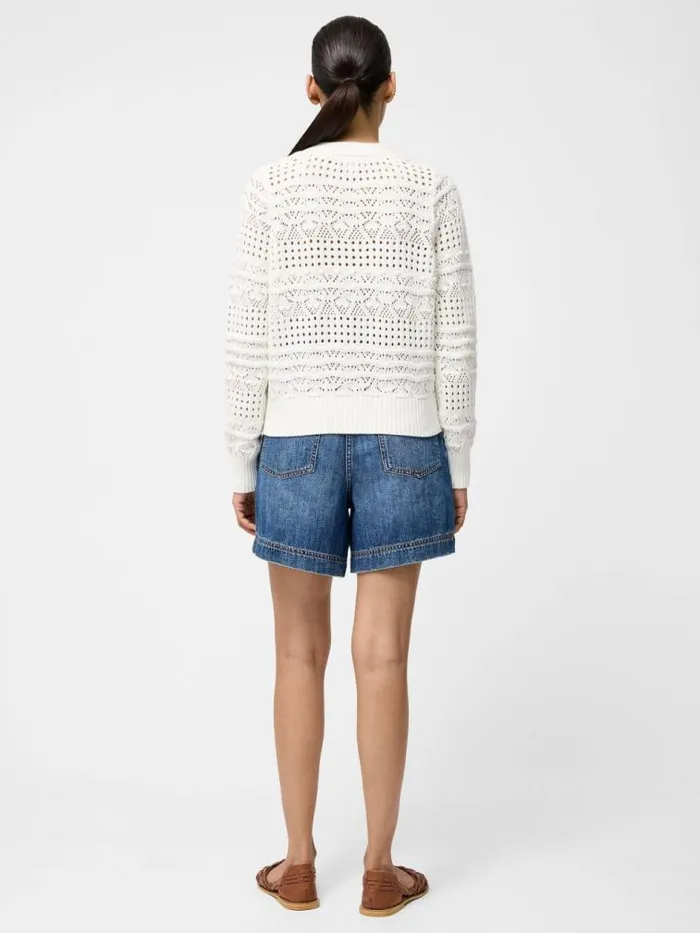 French Connection Crochet Bobble Knit Cardigan Summer White Women Jumpers and Cardigans