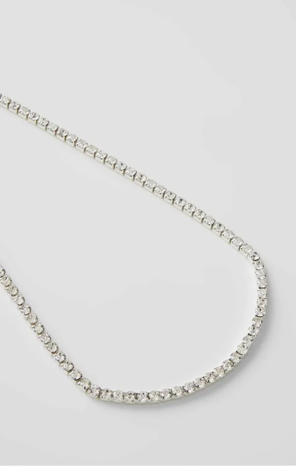 French Connection Diamente Link Necklace Silverdiamante Women Jewellery