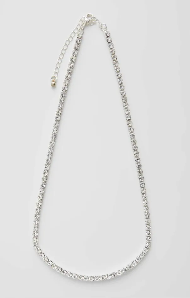 French Connection Diamente Link Necklace Silverdiamante Women Jewellery