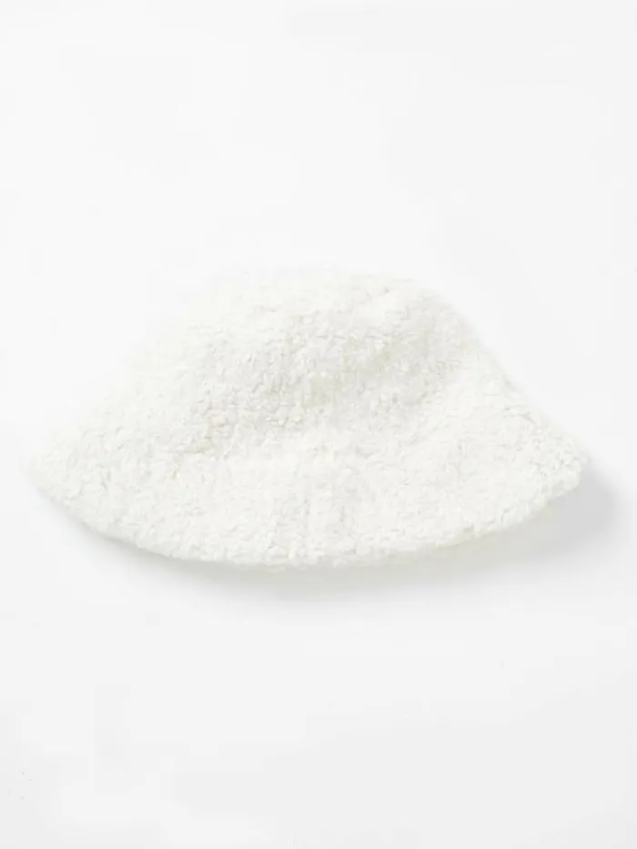 French Connection Faux Shearling Bucket Hat Oatmeal Women Hats