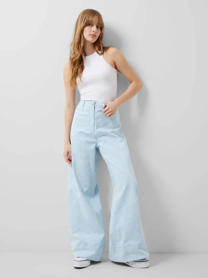 French Connection Hadley Ateena Twill Wide Fit Trousers 34 Inch Blue Mist Women Trousers French Connection Hadley Ateena Twill Wide Fit Trousers 34 Inch Blue Mist Women Trousers