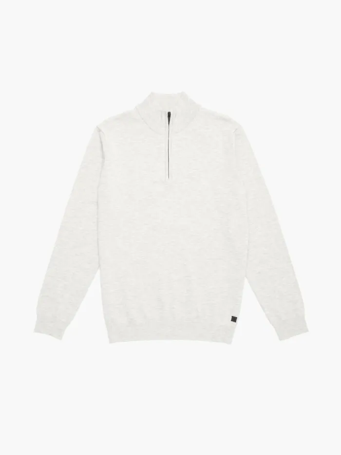 French Connection Half Zip Knitted Jumper Oatmeal Men Knitwear