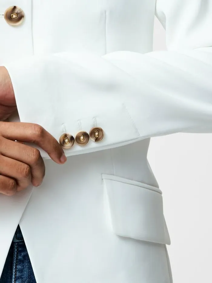 French Connection Harrie Collarless Blazer Summer White Women Coats and Jackets