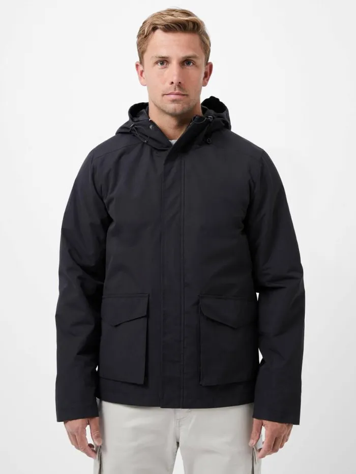 French Connection Hooded Jacket Marine Men Coats and Jackets