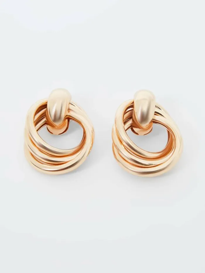 French Connection Interlocking Metal Knot Earrings Gold Women Jewellery