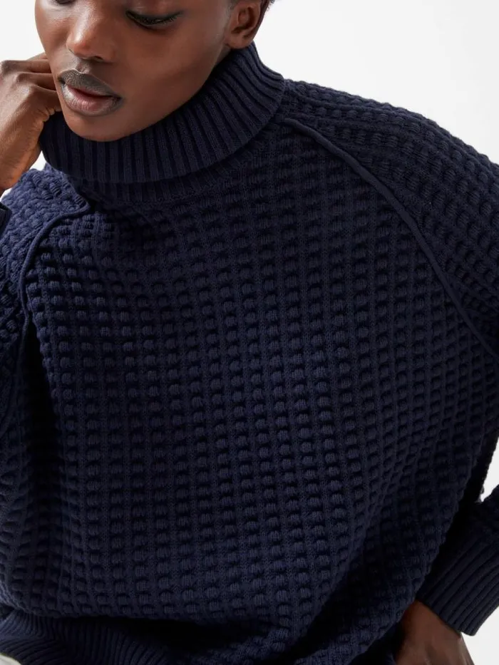 French Connection Keya Popcorn Knit Mozart Jumper Marine Women Jumpers and Cardigans