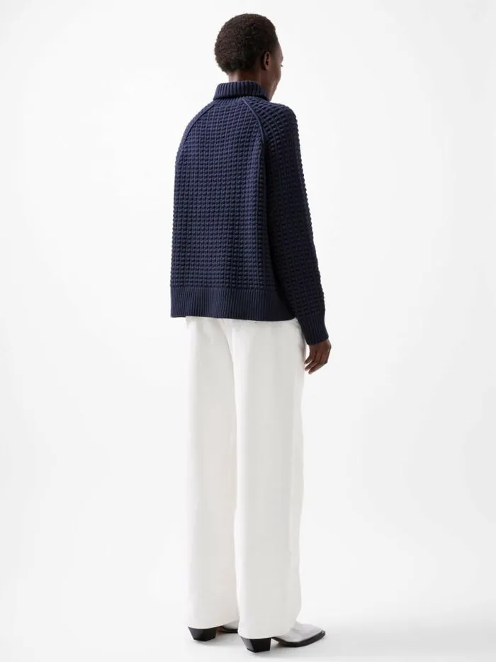 French Connection Keya Popcorn Knit Mozart Jumper Marine Women Jumpers and Cardigans