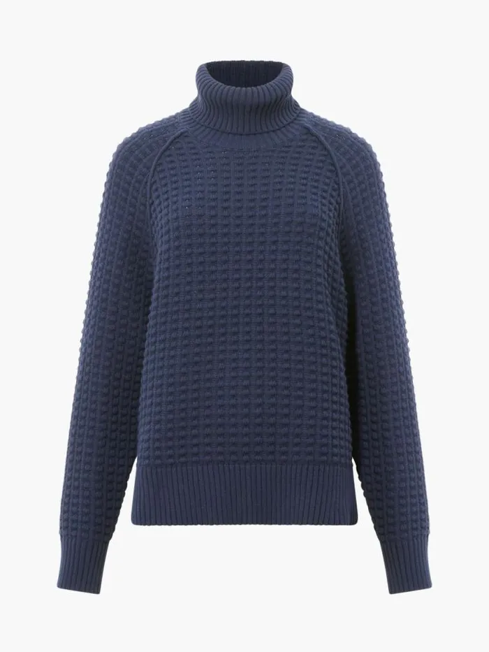French Connection Keya Popcorn Knit Mozart Jumper Marine Women Jumpers and Cardigans