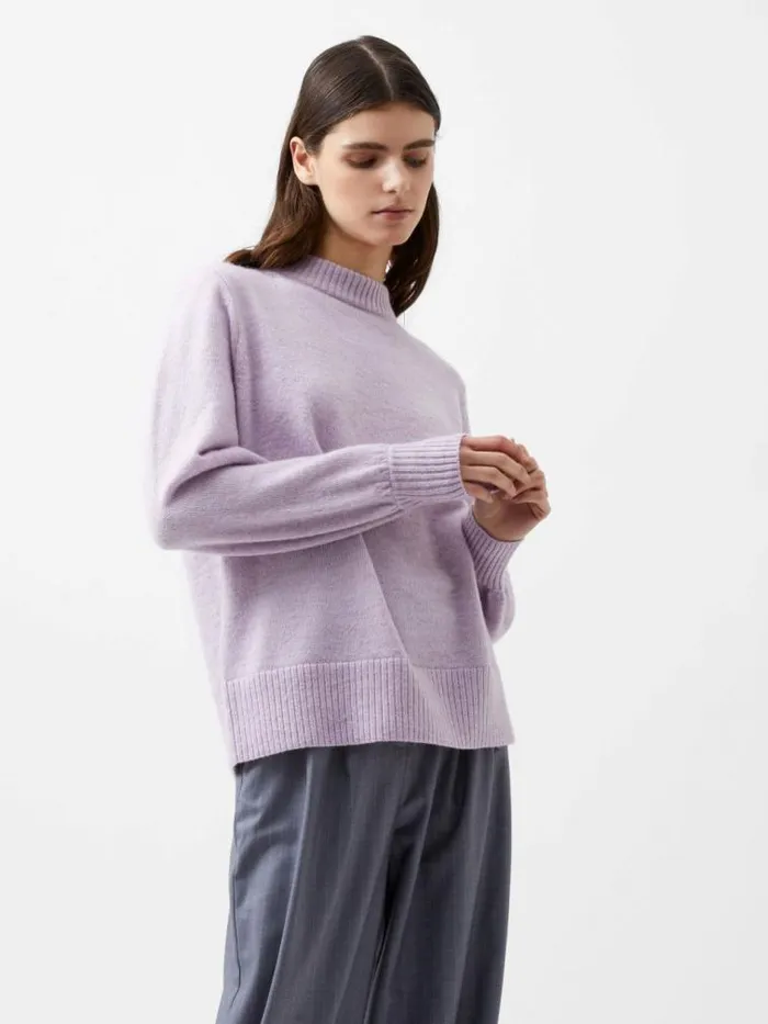 French Connection Kezia Recycled Back Eyelet Jumper Orchid Petal Women Jumpers and Cardigans