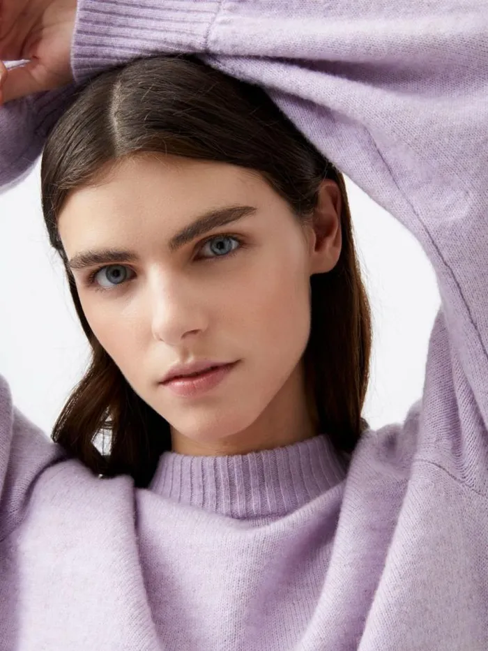 French Connection Kezia Recycled Back Eyelet Jumper Orchid Petal Women Jumpers and Cardigans