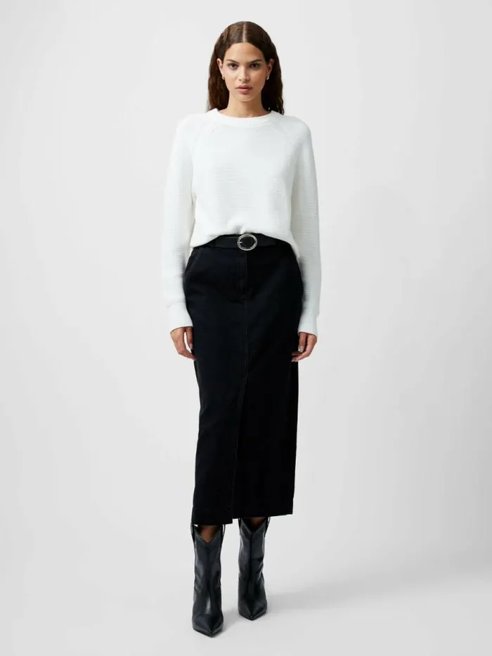 French Connection Lilly Mozart Crew Neck Jumper Summer White Women Jumpers and Cardigans