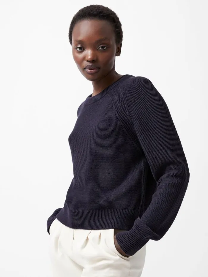 French Connection Lilly Mozart Crew Neck Jumper Utility Blue Women Jumpers and Cardigans