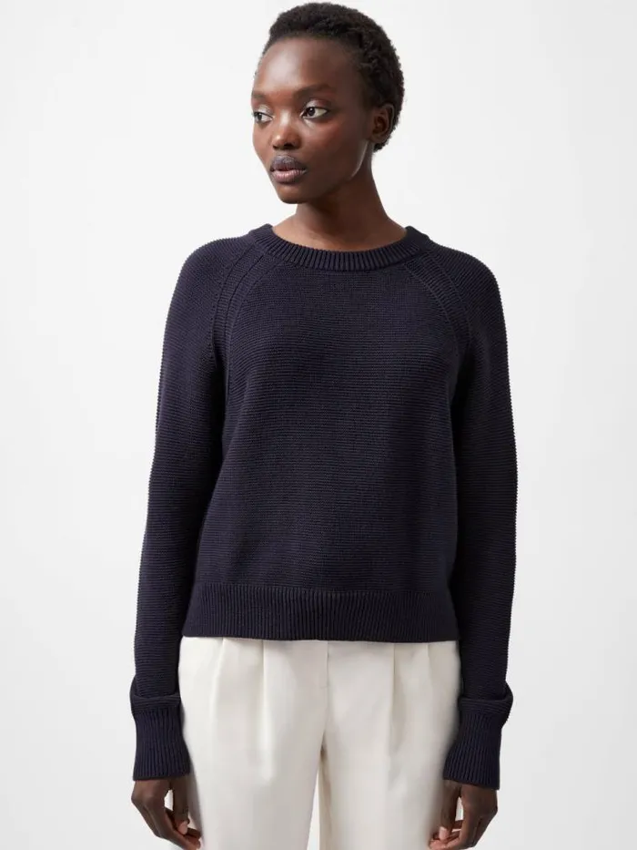 French Connection Lilly Mozart Crew Neck Jumper Utility Blue Women Jumpers and Cardigans