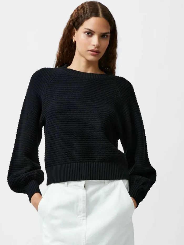 French Connection Lily Mozart Bishop Sleeve Jumper Black Women Jumpers and Cardigans French Connection Lily Mozart Bishop Sleeve Jumper Black Women Jumpers and Cardigans