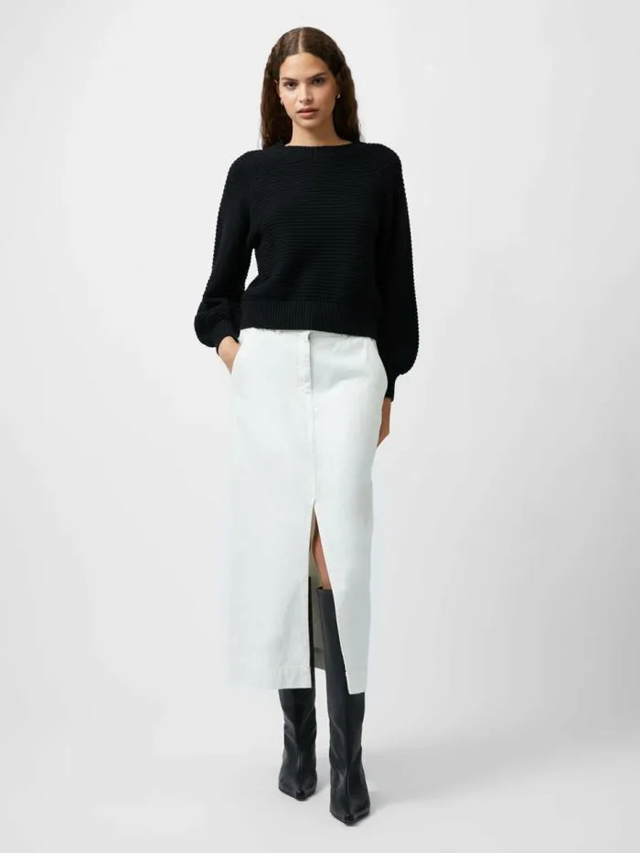 French Connection Lily Mozart Bishop Sleeve Jumper Black Women Jumpers and Cardigans