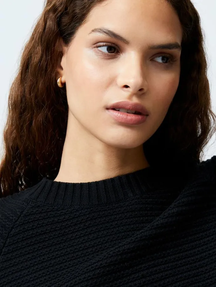 French Connection Lily Mozart Bishop Sleeve Jumper Black Women Jumpers and Cardigans