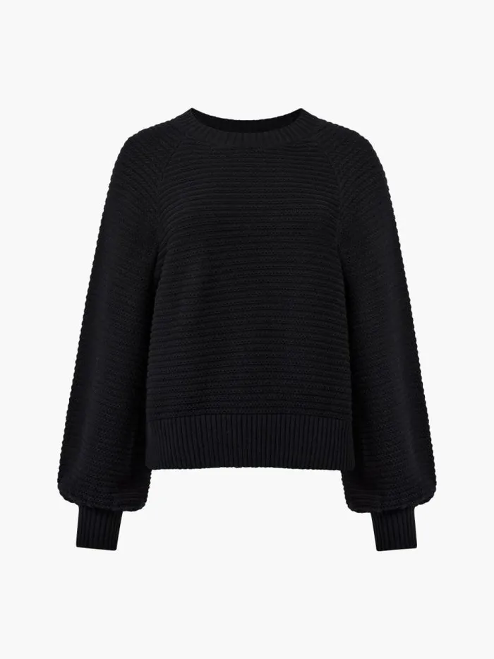 French Connection Lily Mozart Bishop Sleeve Jumper Black Women Jumpers and Cardigans