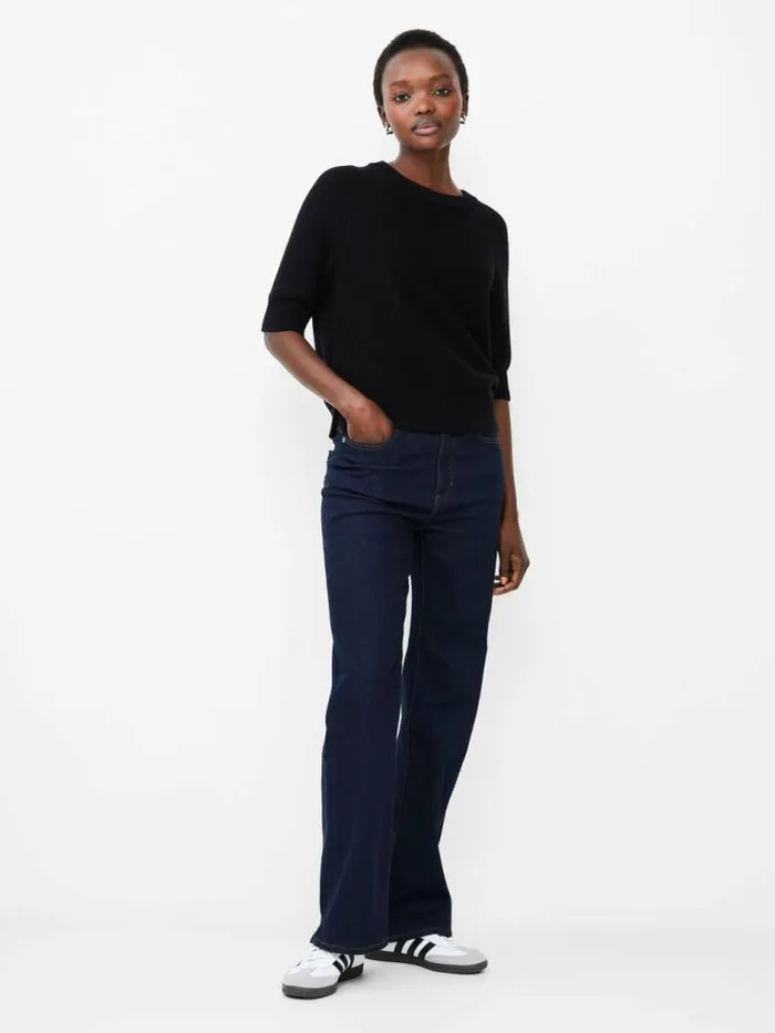 French Connection Lily Mozart Short Sleeve Jumper Moonless Night Women Jumpers and Cardigans