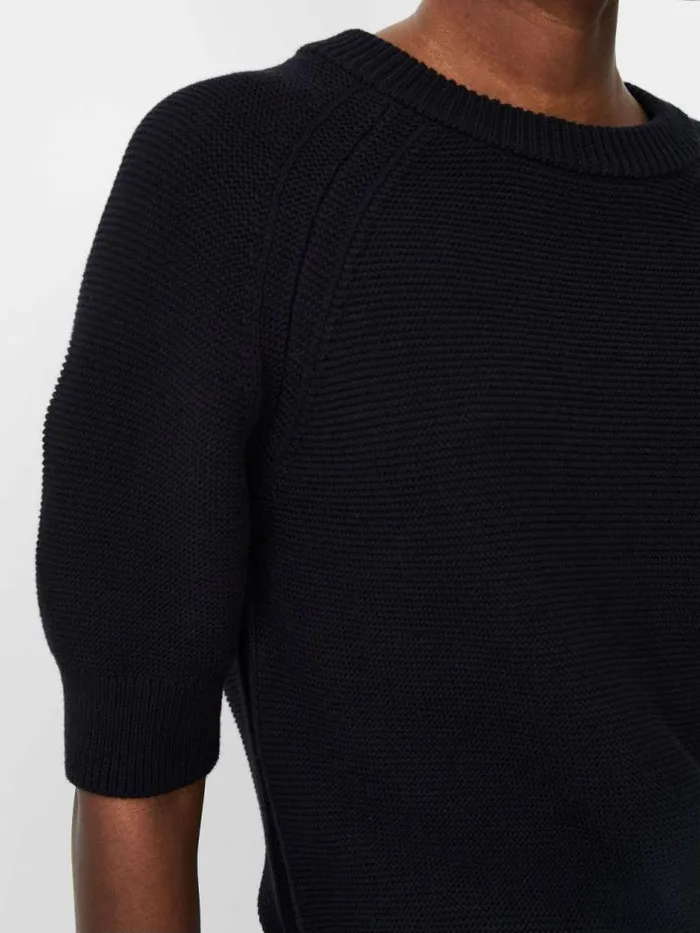 French Connection Lily Mozart Short Sleeve Jumper Moonless Night Women Jumpers and Cardigans