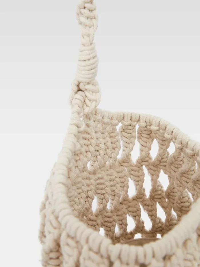 French Connection Macrame Bag Ecru Women Bags and Purses