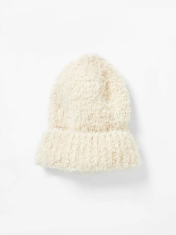 French Connection Melissa Recycled Boucle Double Brim Beanie Ecru Women Hats