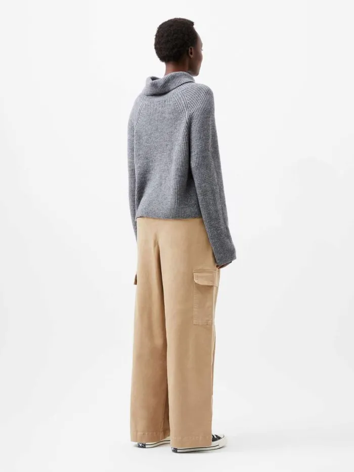 French Connection Mersai Roll Neck Jumper Stone Grey Mel Women Jumpers and Cardigans