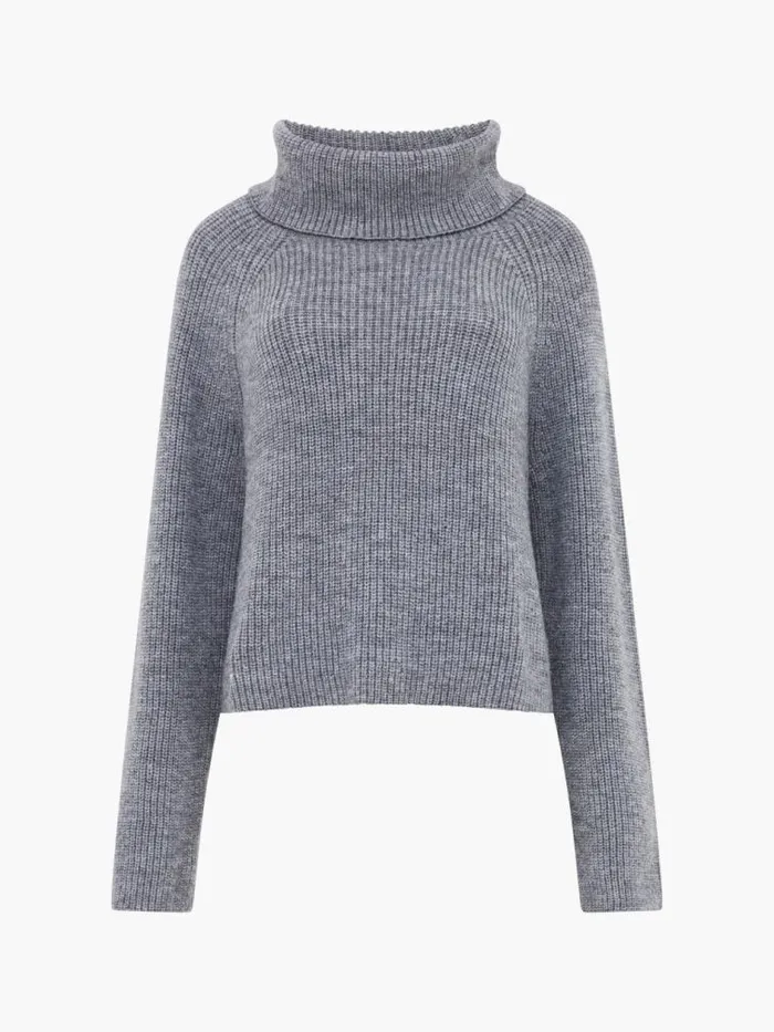 French Connection Mersai Roll Neck Jumper Stone Grey Mel Women Jumpers and Cardigans