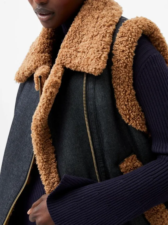 French Connection Mery Denim Gilet Indigo Women Coats and Jackets