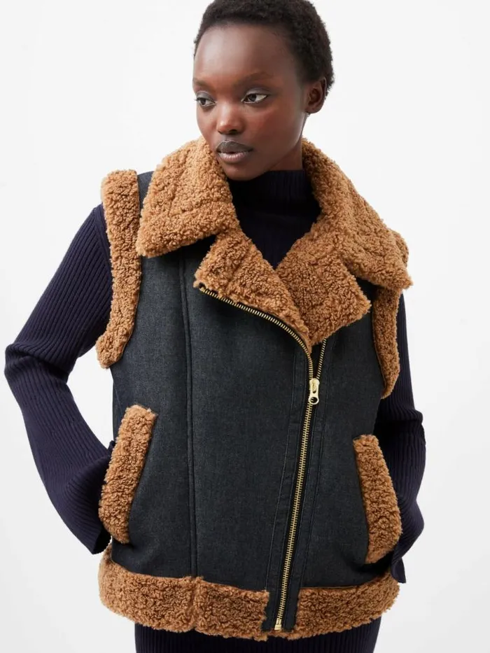 French Connection Mery Denim Gilet Indigo Women Coats and Jackets