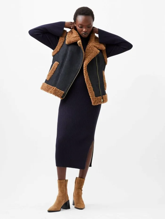 French Connection Mery Denim Gilet Indigo Women Coats and Jackets