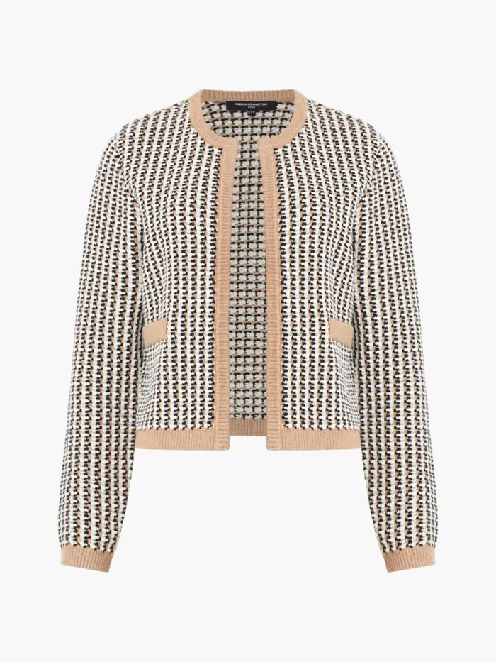 French Connection Noar Cardigan Oatmeal Melcl Cream Women Jumpers and Cardigans