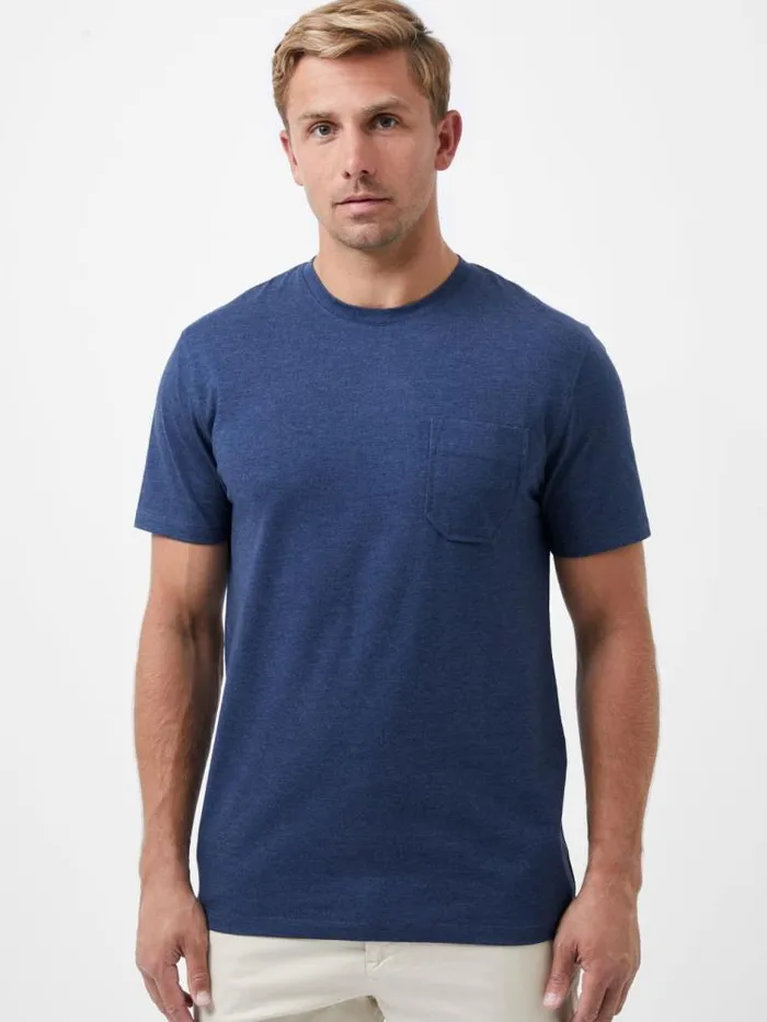 French Connection Organic Pocket TShirt Indigo Mel Men TShirts and Polo Shirts