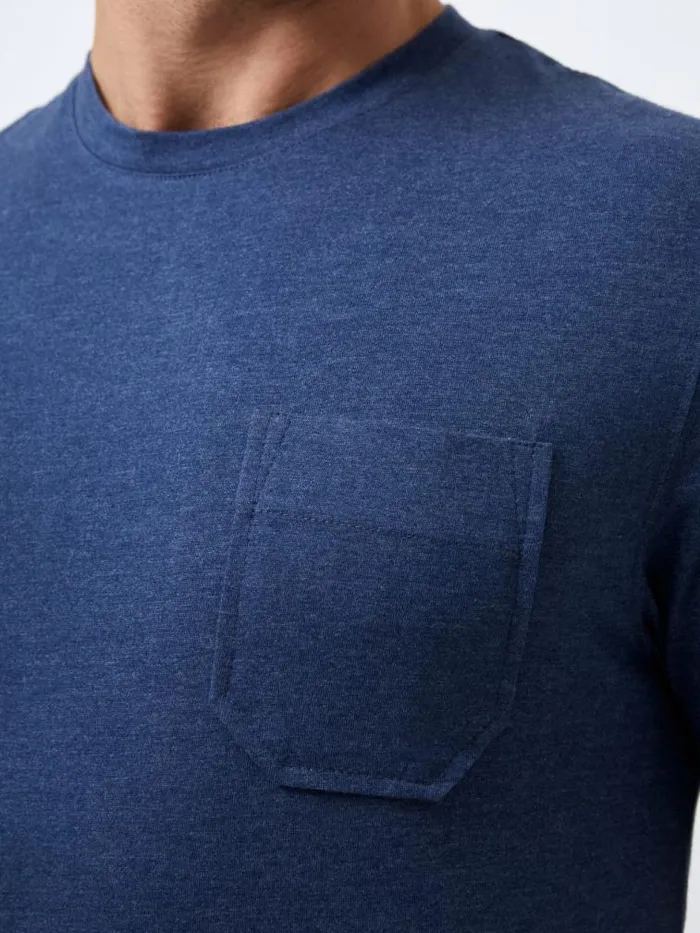 French Connection Organic Pocket TShirt Indigo Mel Men TShirts and Polo Shirts