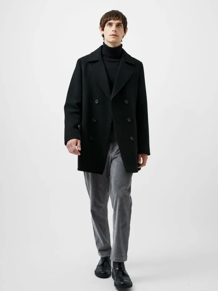 French Connection Pea Coat Black Men Coats and Jackets