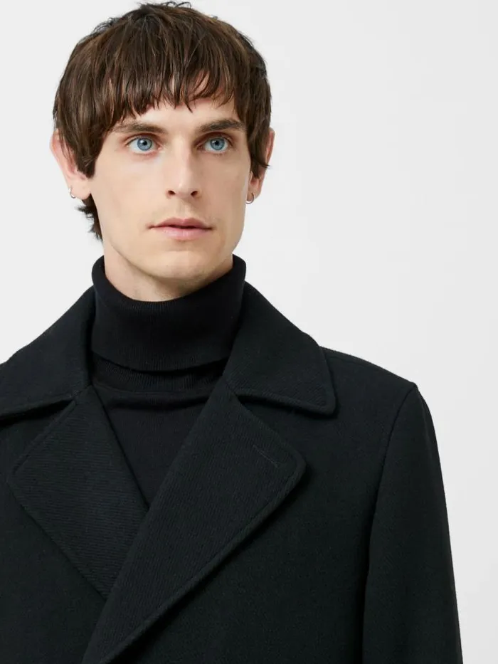 French Connection Pea Coat Black Men Coats and Jackets