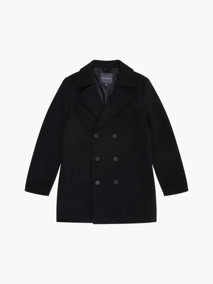 French Connection Pea Coat Black Men Coats and Jackets