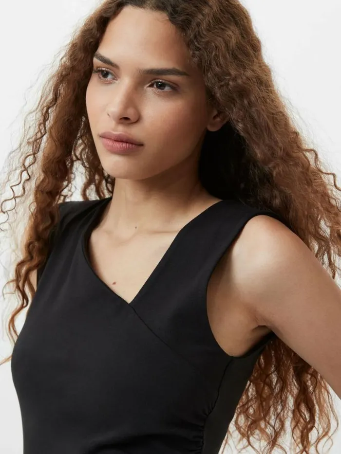 French Connection Rallie Gathered Asymmetric Bodysuit Black Women Tops