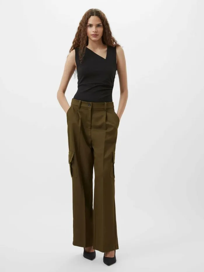 French Connection Rallie Gathered Asymmetric Bodysuit Black Women Tops