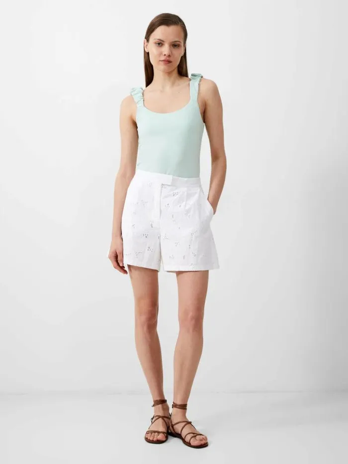 French Connection Rallie Gwyneth Mix Top Subtle Green Women Tops