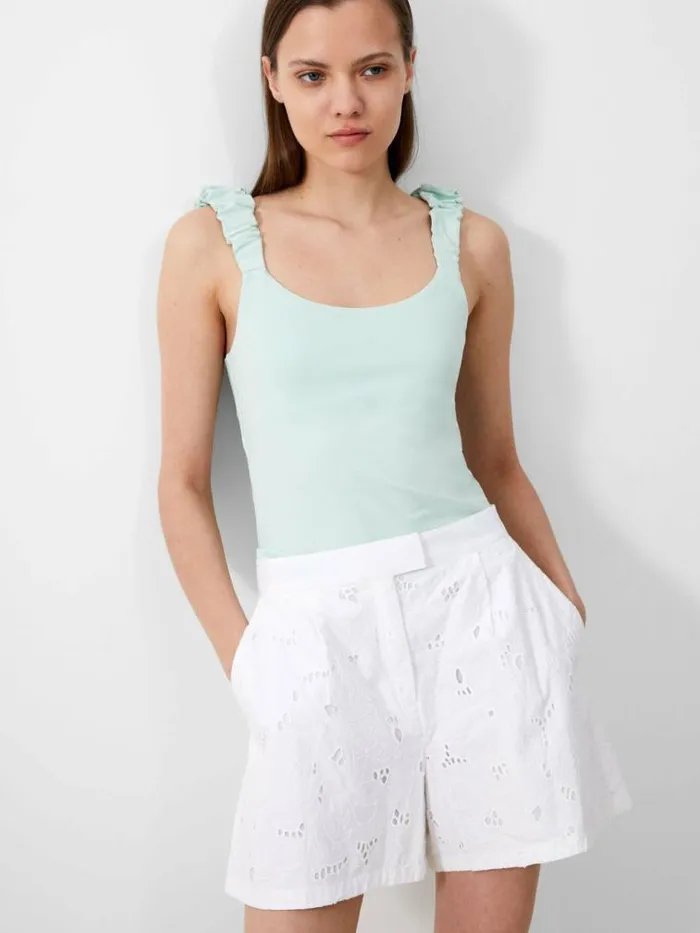 French Connection Rallie Gwyneth Mix Top Subtle Green Women Tops