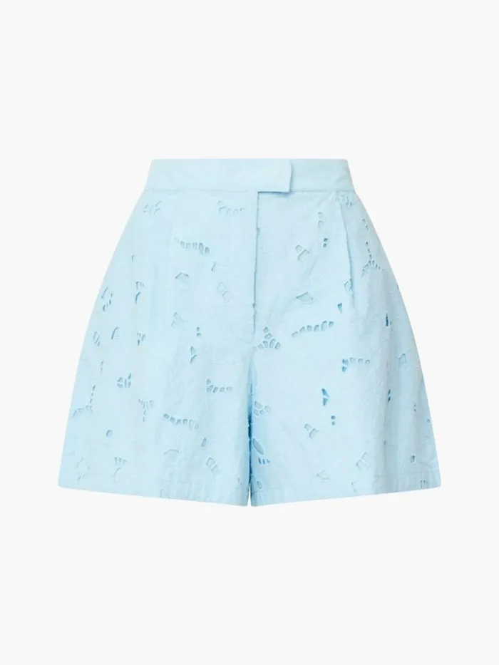 French Connection Rhodes Cotton Embroidered Shorts Cashmere Blue Women Coords