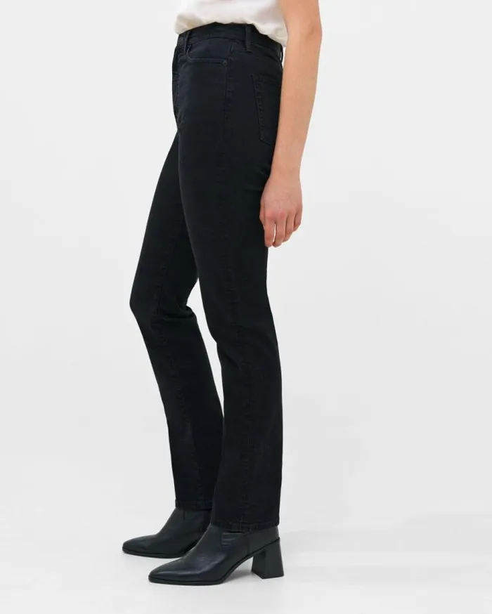French Connection Stretch Denim Cigarette Fit High Waisted Jeans 34 Inch Black Women Trousers