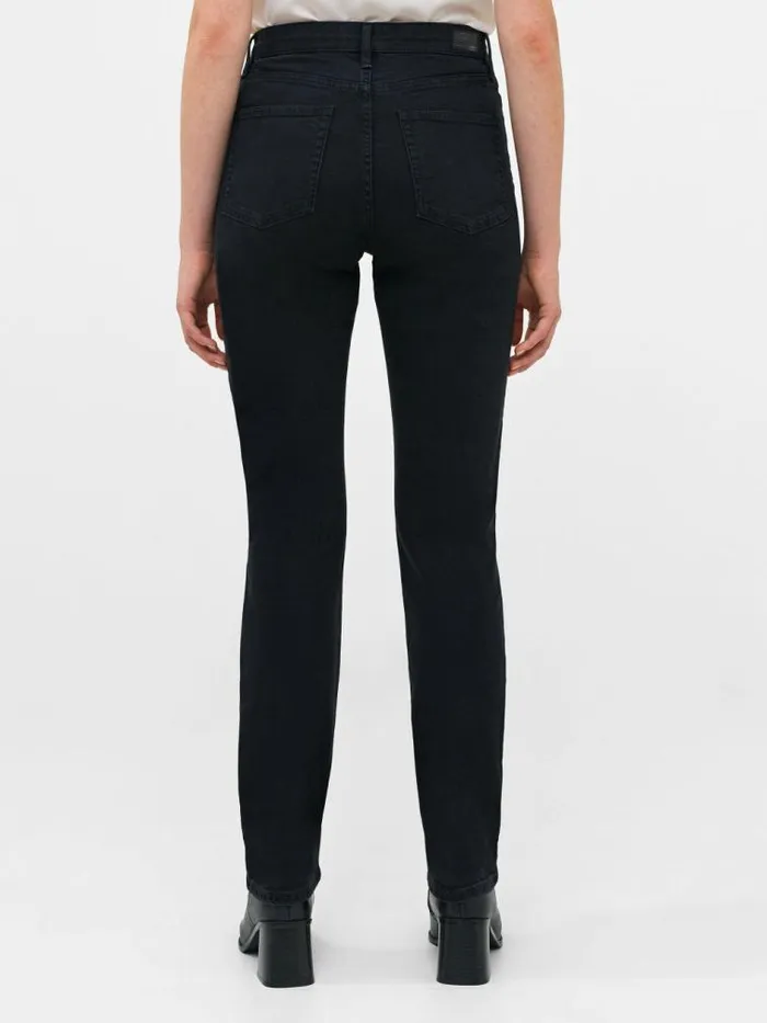 French Connection Stretch Denim Cigarette Fit High Waisted Jeans 34 Inch Black Women Trousers