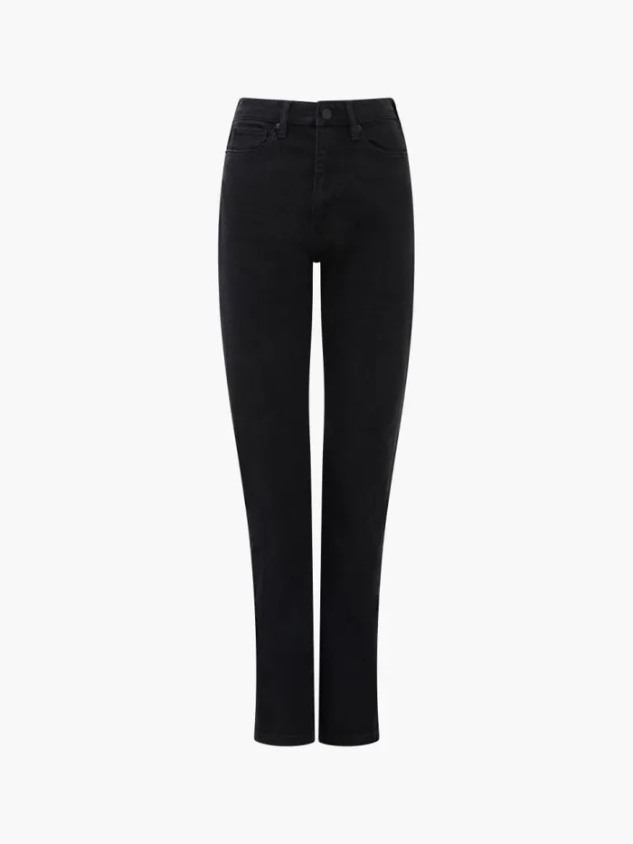 French Connection Stretch Denim Cigarette Fit High Waisted Jeans 34 Inch Black Women Trousers