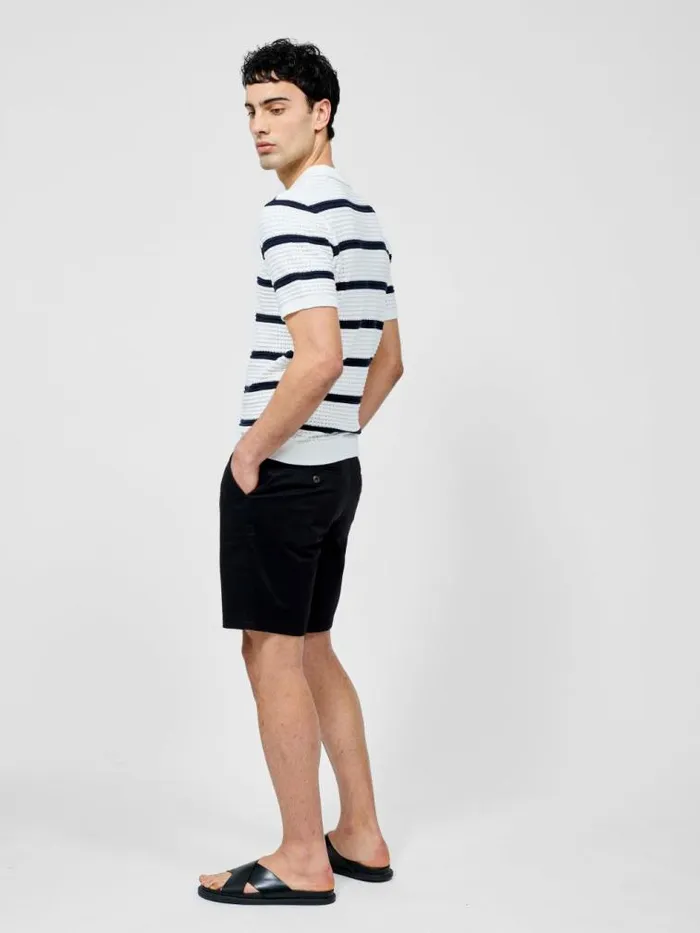 French Connection Striped Textured Trophy Neck Shirt Ecrunavy Men Knitwear