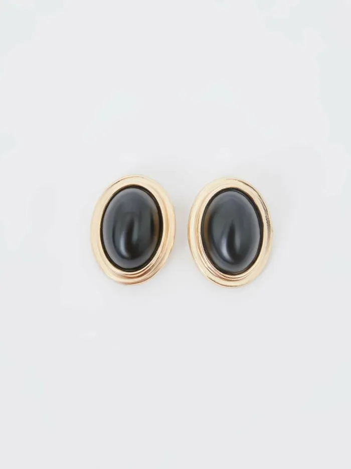 French Connection Vintage Look Oval Studs Goldblack Women Jewellery